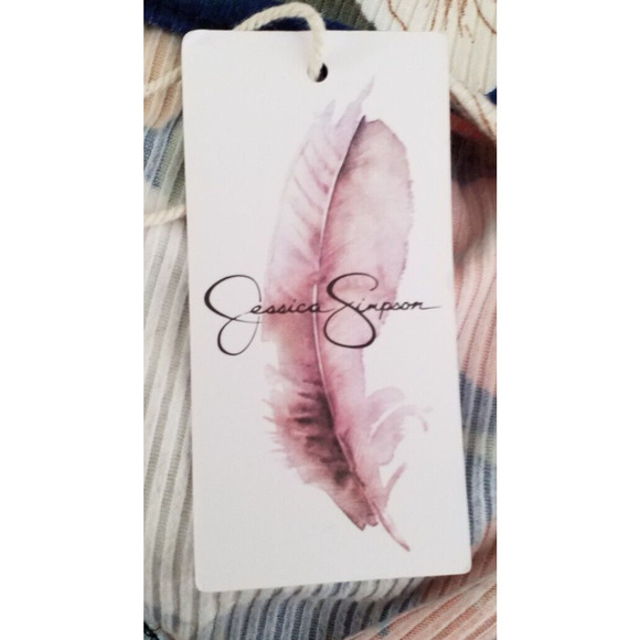 Jessica Simpson Floral Sheath Dress Blue Ribbed Stretch NWT Size XS - Picture 6 of 7